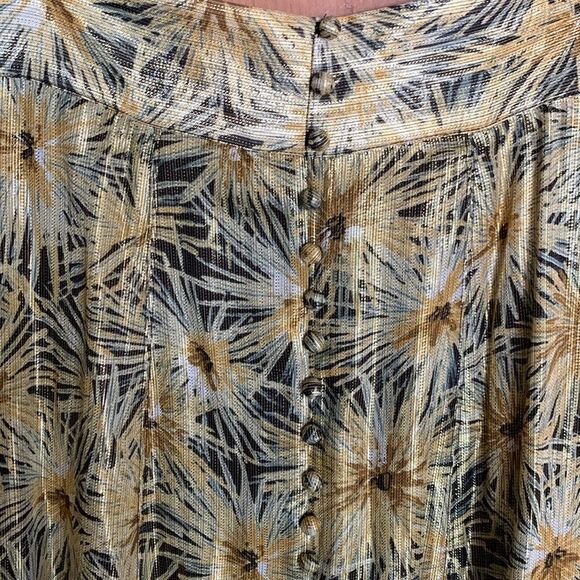 The Kooples Paris gold metallic floral print flared midi skirt - Picture 4 of 11